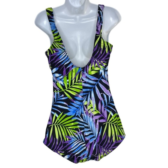 VTG 1980's Tropical Leaf Print One Piece Bathing Suit | Maxine of Hollywood 16 - Picture 3 of 13